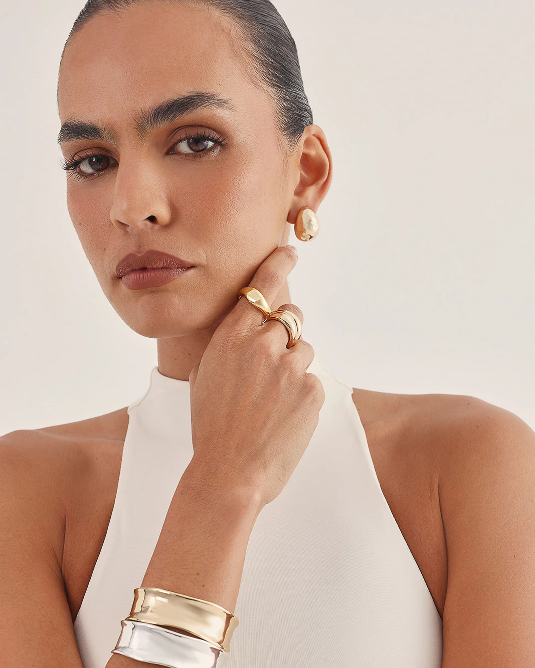 AQUA EARRINGS - GOLD - Image 2