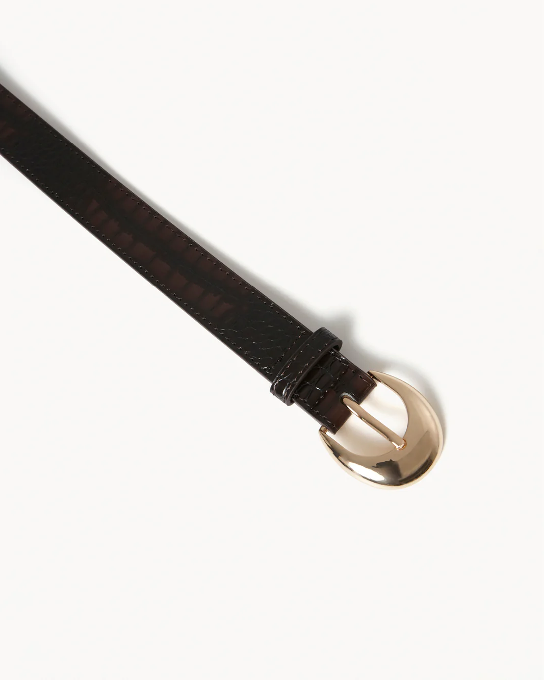 GWYNETH BELT - DARK CACAO CROC-GOLD - Image 3